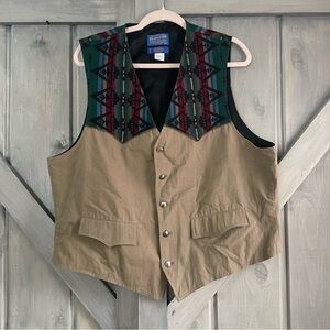 PENDLETON High Grade Western Wear‎ Aztec Knit Canvas Vest Size XL